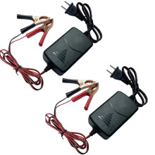 2pcs 12V 1A Motorcycle Charger Power Charging Adapter for Rechargeable 14.4V Two Wire Gel Lead Acid Batte EU Plug