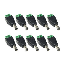 10 Szt. Złączy  Żeńskich, 5,5 X 2,1 mm, Zielonych, z Końcówką Żeńską, do Spawania