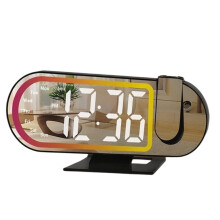 Projection Alert Clock for Bedroom Ceiling with 17-Color Ambient Light, 8.5" Dual-Color Display