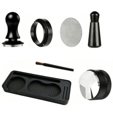 7PCS Espresso Accessory Set with Spring Loaded Tamper Ripple Base & Silicone Station Barista Tool Fit for 58mm