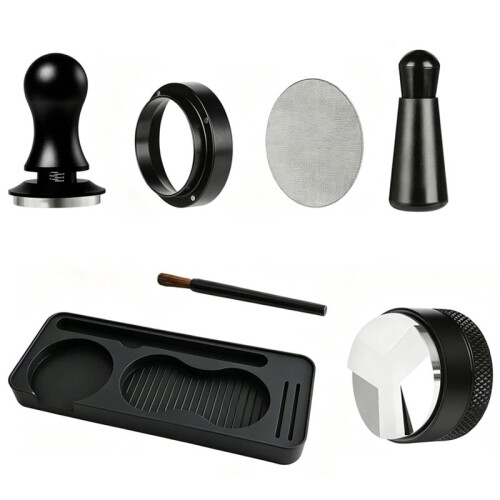 7PCS Espresso Accessory Set with Spring Loaded Tamper Ripple Base & Silicone Station Barista Tool Fit for  58mm