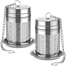 2 Pack 304 Steel Fine Mesh Tea Infusers for Loose Leaf Tea Versatile for Tea, Spices & Seasonings, Mesh Traps Sediment