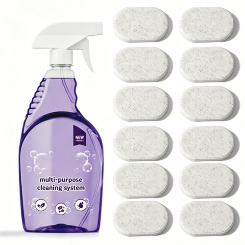 Plastic Spray Bottle Deep Cleaning All-in-One Stain Cleaning Multipurpose Cleaner All Surface with Cleaning Tablets