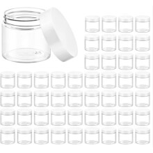 48 Pack Plastic Containers Small Jars Empty Round Clear, Slime Containers, Cosmetic Containers, Travel Makeups 120ml