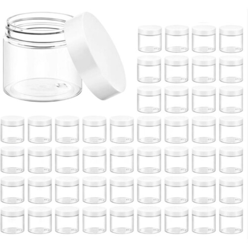 48 Pack Plastic Containers Small Jars Empty Round Clear, Slime Containers, Cosmetic Containers, Travel Makeups 120ml 1