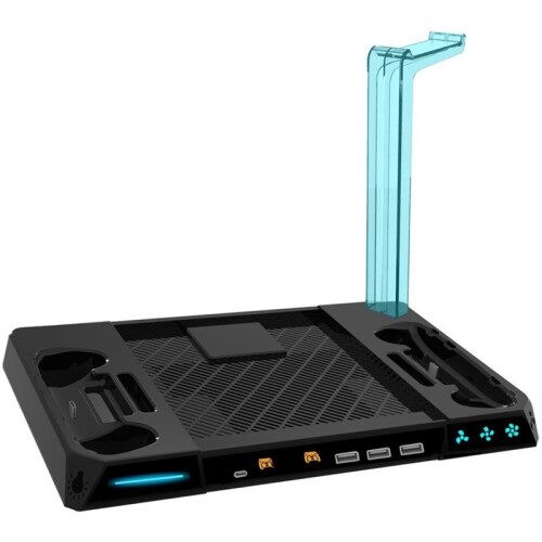 For Steam Machine Vertical Stand Multi-Function Charging Cooling Fan Base RGB Colorful Light Handle Charger Bracket 1