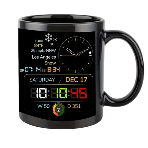 Large Capacity Black Coffee Cup with Handle,  Premium Sensing Mug, Modern  Display Cup for Home Office