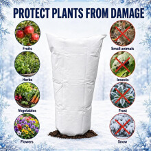 Winter Plant Freeze Protection Bag Frost Cover with Aluminum Liner & Drawstring for Potted Plants, Trees, Shrubs