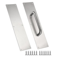 12" Stainess Steel Door Handle Pull Push Plate Handle,Silver Heavy Duty Gate Handle Bar for Home/Office/Warehouse/Public