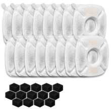 32 Filtres de Rechange pour Fontaine à Eau pour Animaux - Coton Filtrant à Charbon de Noix de pour une Filtration et une Eau Améliorées