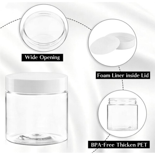 48 Pack Plastic Containers Small Jars Empty Round Clear, Slime Containers, Cosmetic Containers, Travel Makeups 120ml
