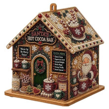 3D Wooden Christmas House Diamond Art Kit for Adults, Pearl Ornament,Holiday Decor, 3D Design, Adult Kit
