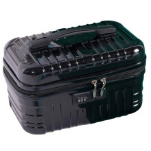 Large Capacity Portable Travel Cosmetic Organizer with Handle and Code Lock for Daily Trips Storage Black