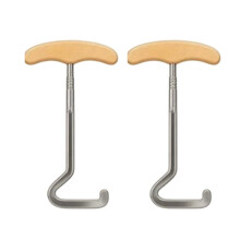 2 Pcs Wood Handle Stainless Steel Boot Hook - Boot Puller for Cowboy, Riding & Work Boots