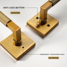 Home Bathroom Lock Indoor Wooden Door Keyless Square Handle Emergency Unlock Toilet Door Lock Straight Tongue