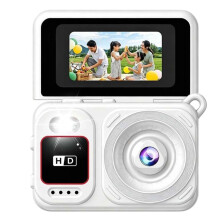 Retro Keychain 180 Rotating Screen Digital Camera 1080P HD Video Recording Portable Pocket Camera with Flash White