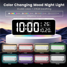 Kompakter Digitaler Wecker mit RGB-Nachtlicht, Zwei Alarmen, Schlummerfunktion, Dimmfunktion und Temperaturanzeige