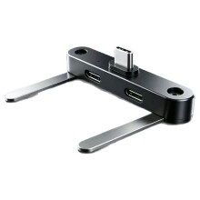 Type-C 2 in 1 Foldable Audio Charging Adapter,Metal Bracket Earphone Charging Splitter for Headset