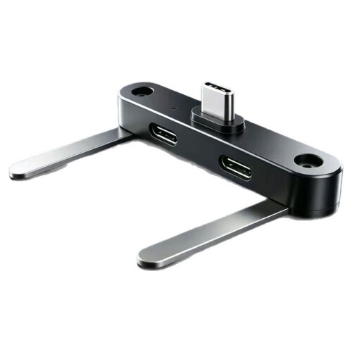 Type-C 2 in 1 Foldable Audio Charging Adapter,Metal Bracket Earphone Charging Splitter for Headset