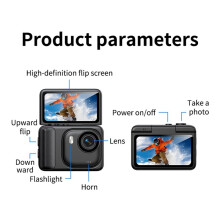 1080P Sports Camera Life Recorder Flip Screen Video Recording Vlog Anti Shake Camera for Outdoor Travel Black