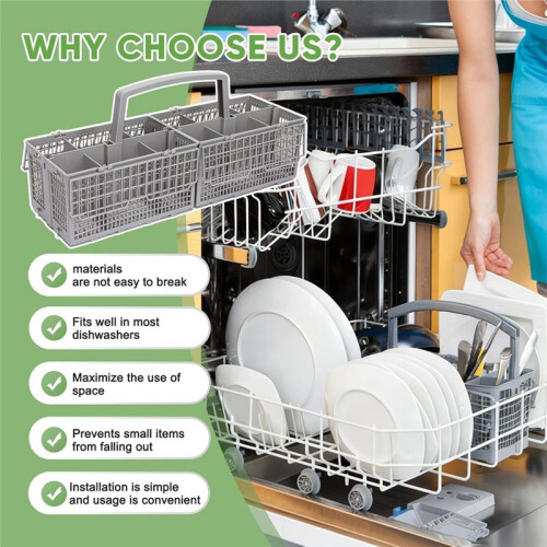 Universal Dishwasher Silverware Basket Replacement - 2 in 1 Detachable & Connectable Cutlery Basket,for ,