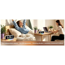 Compact Digital Alert Clock with RGB Night Light, Dual Alarms, Snooze, Dimmer & Temp Display