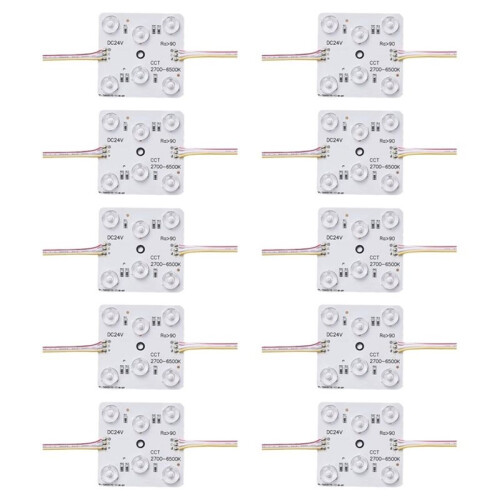 10pcs CCT LED Module Light 3 Colors 24V Dimmable Diffuse LED Light for Ceiling Advertising Light Box Signboard Backlight