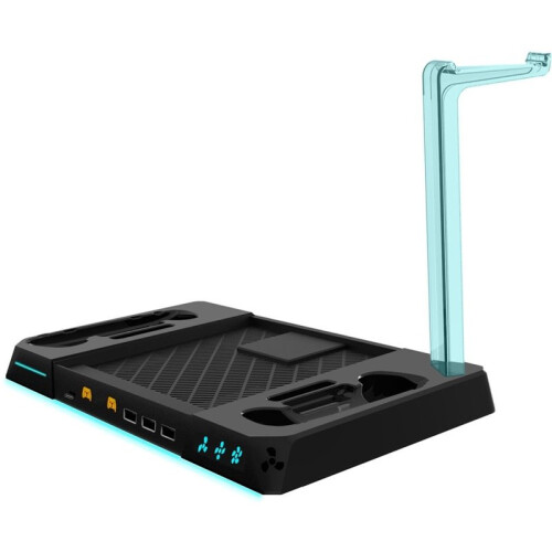 For Steam Machine Vertical Stand Multi-Function Charging Cooling Fan Base RGB Colorful Light Handle Charger Bracket 2