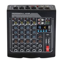 4-Kanaals Audiomixer met , 48V Fantoomvoeding, USB-Audio-Interface, Opname, Karaoke, DJ-Studioconsole A