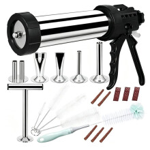 Hand-Held Sausage Stuffer Kit, Sausage Maker with 5 Nozzles, Meat Pusher & Cleaning Brushes for Home Use