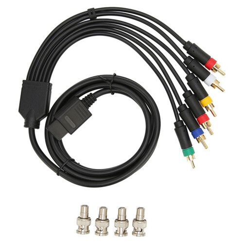 Cabo AV Multifuncional RGB RGBS com 4 Conectores BNC para NGC, N64, SFC e SNES