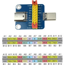 Type C Male and Female Test Board USB 3.1 Reversible USB Data Cable Detection Test 2.54mm Pin Header Adapter F to F
