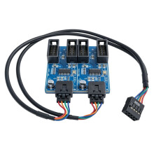 9Pin USB Splitter Expansion Card Male 1 to 4 Female Adapter Riser Board USB2.0 HUB for Desktop Motherboard Header