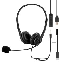 3.5mm Computer Laptop Headphone 330Rotatable Mic Wired Headset with Microphone for PC Laptop Phone Online Class