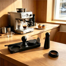 7PCS Espresso Accessory Set with Spring Loaded Tamper Ripple Base & Silicone Station Barista Tool Fit for 53mm