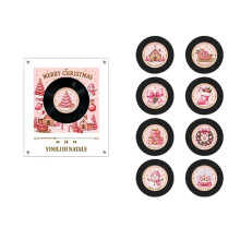 Christmas Vinyl Record Music Player Fridge Magnet Rotating Disc LED Light 9 Replaceable Records NFC Audio Player