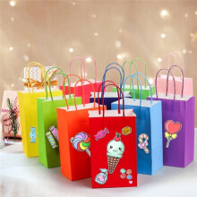 100 Pieces Small Paper Gift Bags with Handles, 12x15x6cm -Paper Party Favor Bags Goodie Bag (10 Colors)