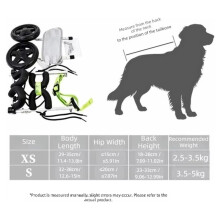Adjustable Dog Wheelchair Breathable Pet Rehabilitation Cart Rear Leg Support Harness Disabled Pet Walking Aid XS