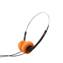 Wired Stereo Headphones 3.5mm Wire Plug Portable Classic Vintage Headphones for Walkman CD Player Computer Orange