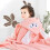 Kinder Kapuzenbadetuch Korallenfleece Rosa 1