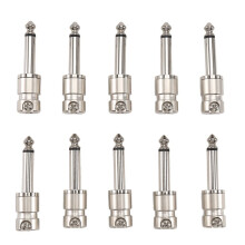 10Pc 6.35mm for TS Short Barrelful Zinc Alloy Jack Plug - Screw Lock,for Guitar Pedal Patch Cable,HIFI Audio