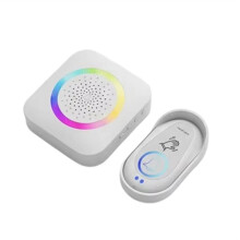 Home Security Doorbell Wireless Chime Kit with RGB Light & Voice Alert Rainproof Cover Chime EU PLUG
