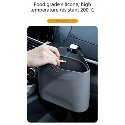 Cestino per Auto In Silicone, Portatile, da Appendere, per Rifiuti e Stoccaggio In Auto. 1