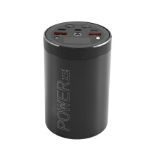DIY Powerbank Shell with Display for 7Cell 21700 Builds,Aluminum Housing and USB-A USB C DC5-12V Front Panel Setup Black