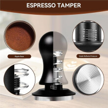 7PCS Espresso Accessory Set with Spring Loaded Tamper Ripple Base & Silicone Station Barista Tool Fit for 51mm