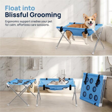 Pet Grooming Hammock with Stand Iron Tube Frame Mesh Bath Support Hanging Harness with Eight Holes, Breathable Mesh