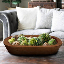 4 Pack Dough Bowl for Candle 9.5 X 5.5 Inch, Wooden Dough Bowls Paulownia, Rustic Bowl Vintage, Dough Bowl Decor