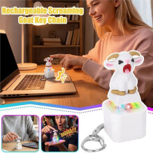 10PCS Little Goat Button Keychain Rechargeable Clicker Toy Stress Relief Sound&Colorful LED Light Cute Gadget for Adults