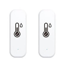 2 Stuks Zigbee 3.0 Temperatuur- en Vochtigheidssensoren, Draadloze Sensoren met Pushmelding Bij Afwijkingen en Spraakkoppeling voor Alexa en