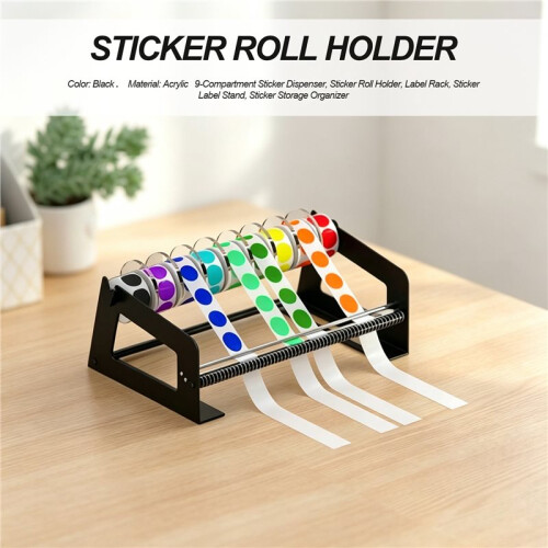 Foldable Acrylic Label Roll Dispenser, Adjustable Label Organizer, Desktop Roll Holder for Home Desktop 2